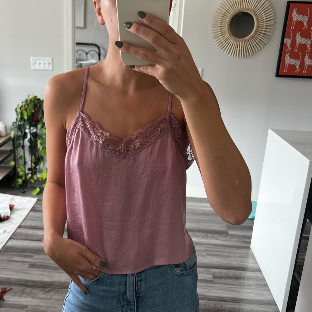 Satin and lace top